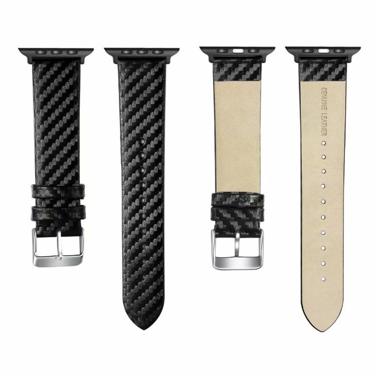 Echtleder-Kohlefaserarmband + Rahmen für Apple Watch Series 4 40mm, Apple Watch Series 4 40mm