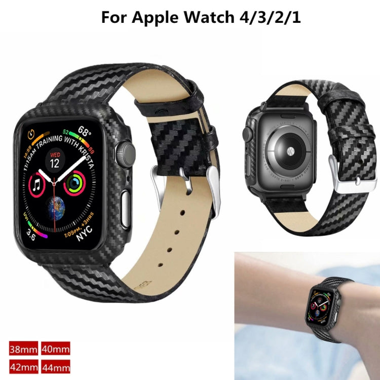 Echtleder-Kohlefaserarmband + Rahmen für Apple Watch Series 4 40mm, Apple Watch Series 4 40mm