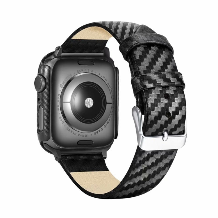 Echtleder-Kohlefaserarmband + Rahmen für Apple Watch Series 4 40mm, Apple Watch Series 4 40mm