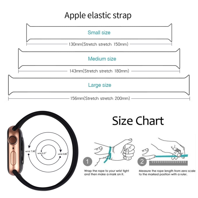 For Apple Watch Ultra 49mm&Watch Ultra 2 49mm / Series 10 46mm / 9&8&7 45mm / SE 3&SE 2&6&SE&5&4 44mm / 3&2&1 42mm Solid Color Elastic Silicone Watch Band, Size:L 156mm