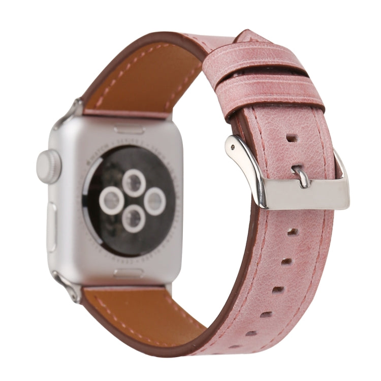 For Apple Watch Series 10 42mm / 9&8&7 41mm / SE 3&SE 2&6&SE&5&4 40mm / 3&2&1 38mm Fresh Style Genuine Leather Watch Band, 38mm