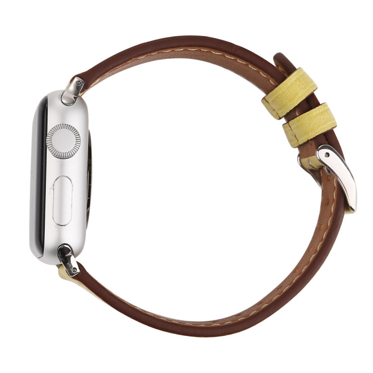 For Apple Watch Ultra 49mm&Watch Ultra 2 49mm / Series 10 46mm / 9&8&7 45mm / SE 3&SE 2&6&SE&5&4 44mm / 3&2&1 42mm Fresh Style Genuine Leather Watch Band, 42mm