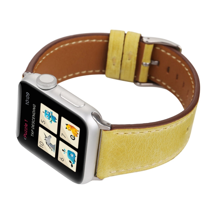 For Apple Watch Ultra 49mm&Watch Ultra 2 49mm / Series 10 46mm / 9&8&7 45mm / SE 3&SE 2&6&SE&5&4 44mm / 3&2&1 42mm Fresh Style Genuine Leather Watch Band, 42mm