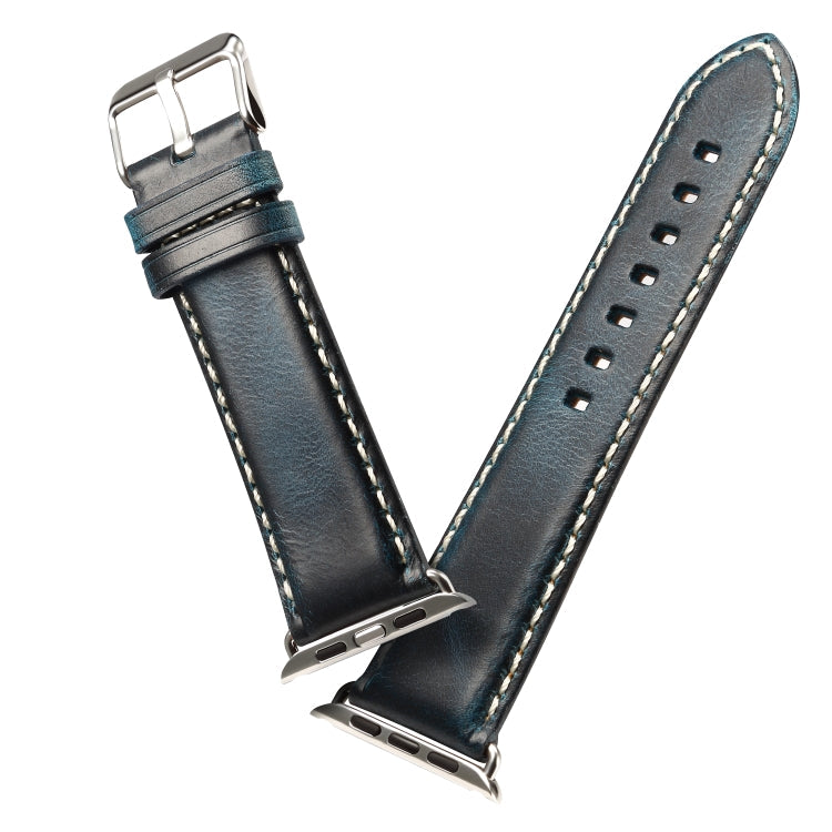 Denior Oil Wax Retro Watch Leather Watch Band for Apple Watch Series 7 45mm / 6 & SE & 5 & 4 44mm / 3 & 2 & 1 42mm