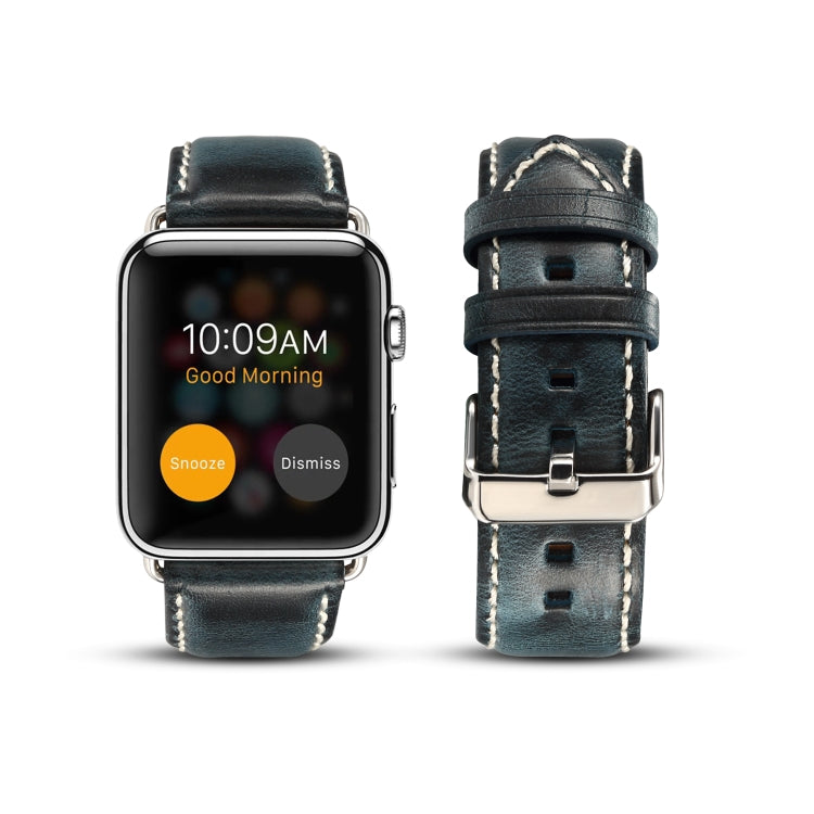 Denior Oil Wax Retro Watch Leather Watch Band for Apple Watch Series 7 45mm / 6 & SE & 5 & 4 44mm / 3 & 2 & 1 42mm