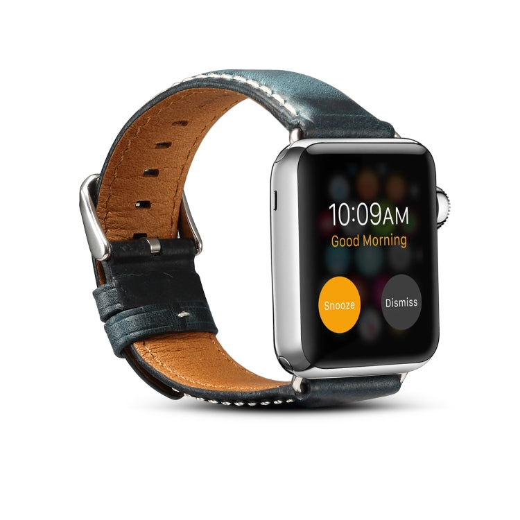 Denior Oil Wax Retro Watch Leather Watch Band for Apple Watch Series 7 45mm / 6 & SE & 5 & 4 44mm / 3 & 2 & 1 42mm