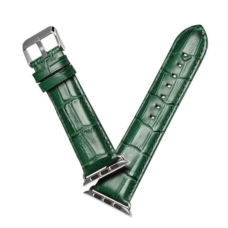 Denior Crocodile Grain Watch Cowhide Leather Watch Band for Apple Watch Ultra 49mm&Watch Ultra 2 49mm / Series 10 46mm / 9&8&7 45mm / SE 3&SE 2&6&SE&5&4 44mm / 3&2&1 42mm
