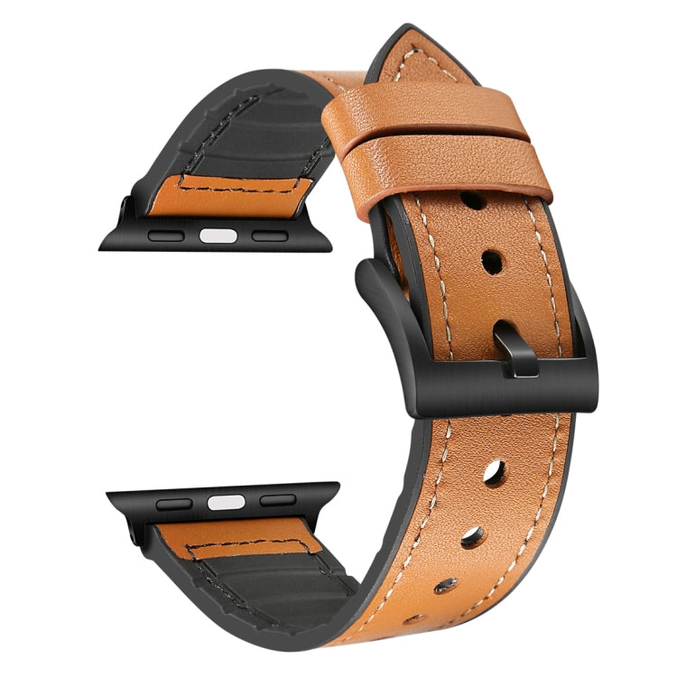 Solid Color TPU + Stainless Steel Watch Band for Apple Watch Series 7 45mm / 6 & SE & 5 & 4 44mm / 3 & 2 & 1 42mm, 44mm