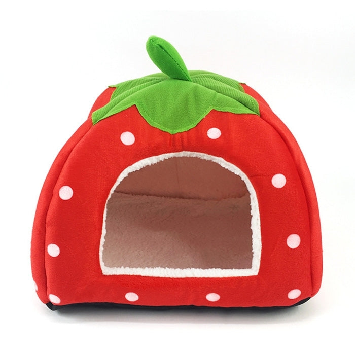 Strawberry Shaped Foldable Short Plush Pet House Nest, Size: L, Pink, Size L, Blue, Size L, Purple, Size L, Dark Blue, Size L, Red, Size L
