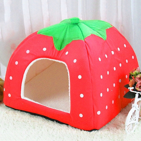 Strawberry Shaped Foldable Short Plush Pet House Nest, Size: L, Pink, Size L, Blue, Size L, Purple, Size L, Dark Blue, Size L, Red, Size L