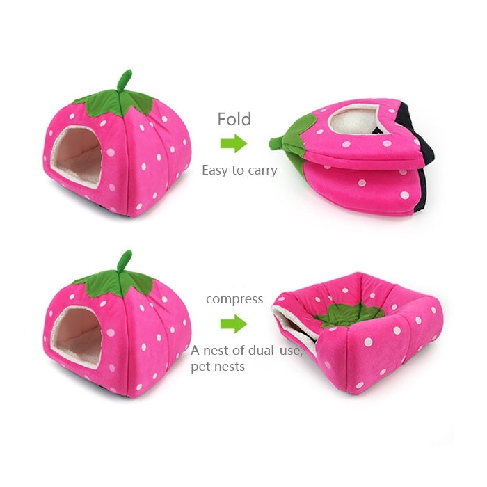 Strawberry Shaped Foldable Short Plush Pet House Nest, Size: L, Pink, Size L, Blue, Size L, Purple, Size L, Dark Blue, Size L, Red, Size L