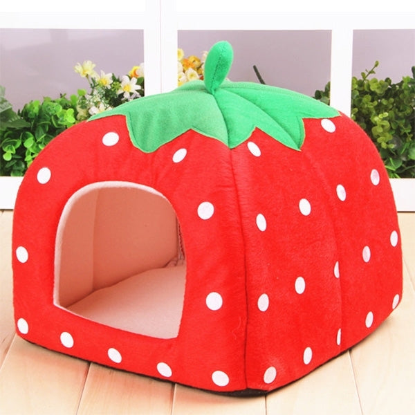 Strawberry Shaped Foldable Short Plush Pet House Nest, Size: L, Pink, Size L, Blue, Size L, Purple, Size L, Dark Blue, Size L, Red, Size L