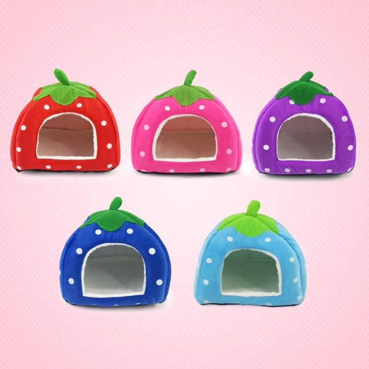 Strawberry Shaped Foldable Short Plush Pet House Nest, Size: L, Pink, Size L, Blue, Size L, Purple, Size L, Dark Blue, Size L, Red, Size L