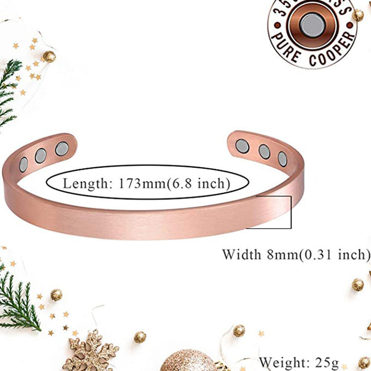 Pure Copper Cuff Bracelet – Adjustable Vintage Open Bangle, Healing Jewelry for Men & Women