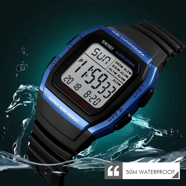 SKMEI 1278 Fashionable Outdoor 50m Waterproof Digital Watch Student Sports Wrist Watch Support 5 Group Alarm Clocks