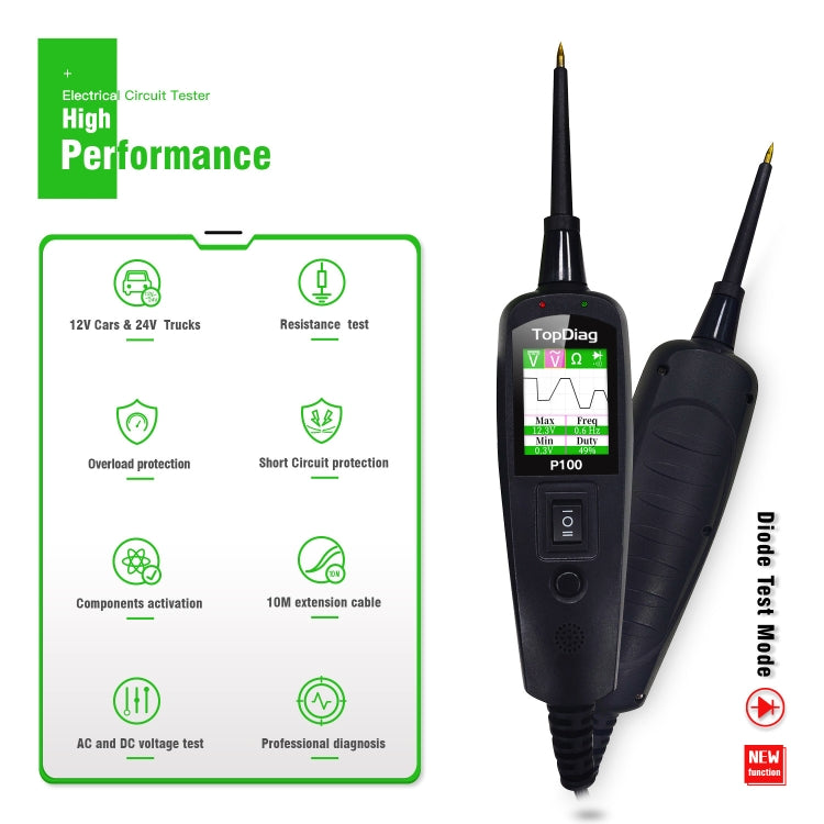 TopDiag P100 Car Circuit Intelligent Analyzer Diagnostic Instrument, Cable Length: 2m, TopDiag P100 2m