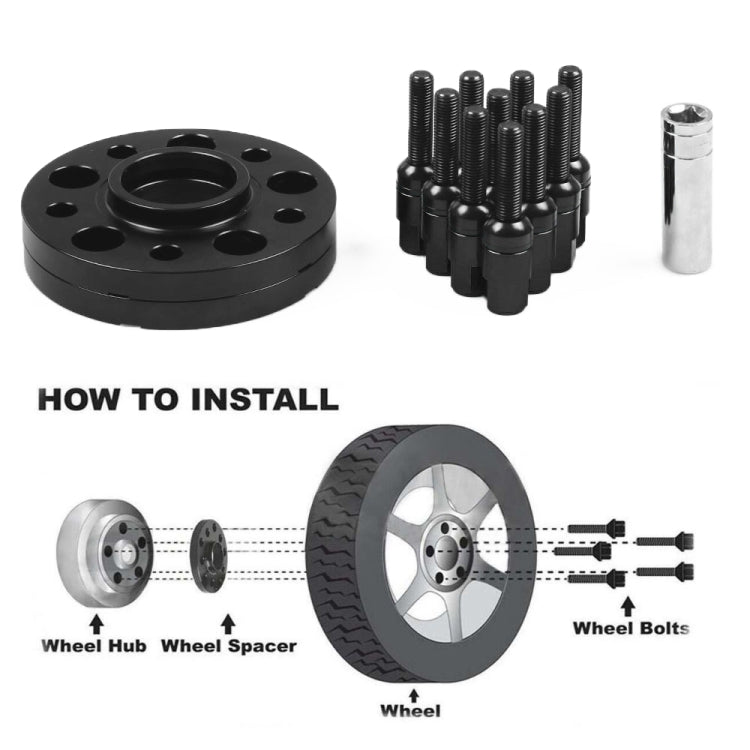 For Mercedes-Benz 20mm Car Modified Wheel Hub Flange Center Wheel Spacer with M12x1.5 Screws, 20mm