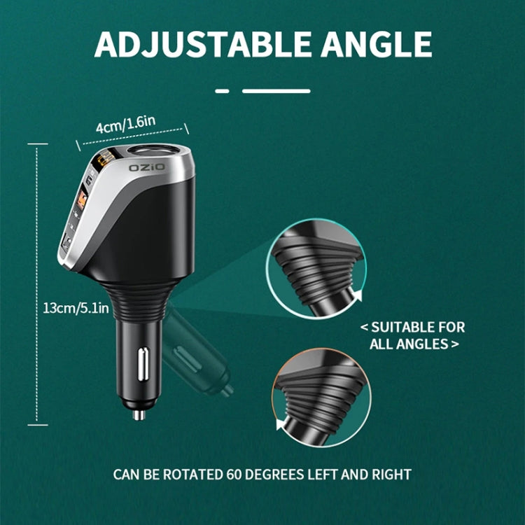 DY48TC 188W USB-C / Type-C + USB Dual Port Multi-function Car Charger with Cigarette Lighter