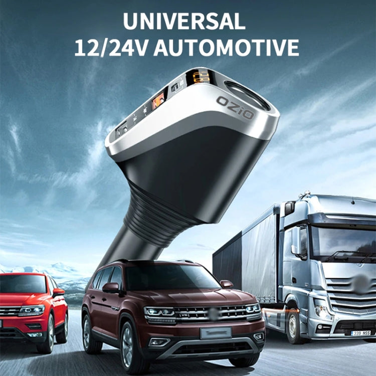 DY48TC 188W USB-C / Type-C + USB Dual Port Multi-function Car Charger with Cigarette Lighter