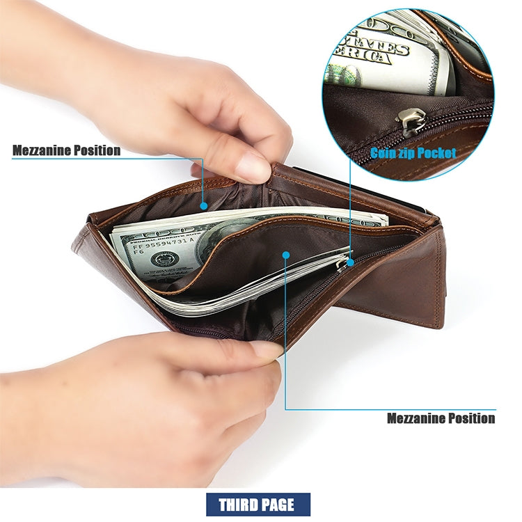 8020 Horizontal Retro Crazy Horse Texture Leather Anti-magnetic RFID Wallet Clutch Bag for Men, with Card Slots, 8020 Black, 8020 Coffee, 8020 Yellowish-brown