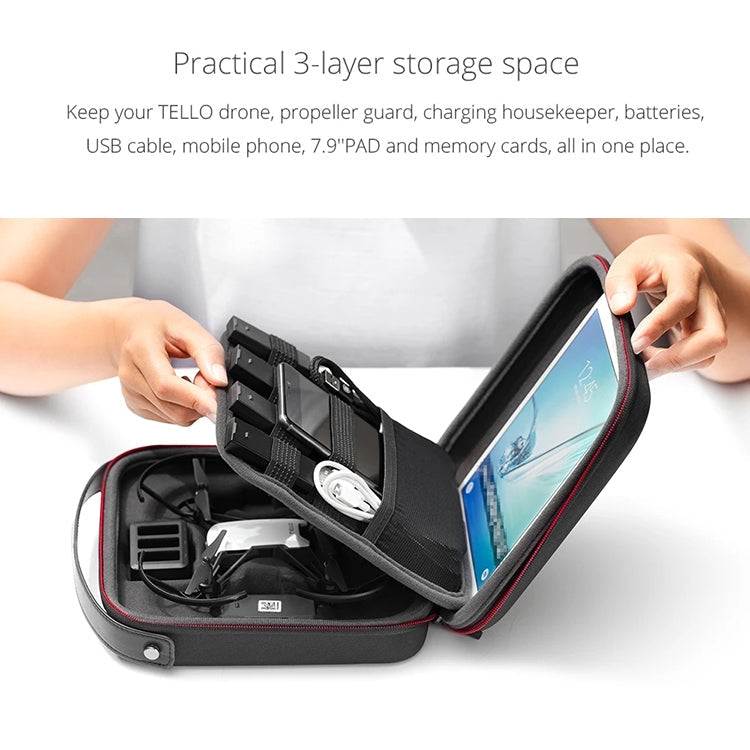 PGYTECH Tragbare PU-Nylon-EVA-Aufbewahrungstasche für DJI TELLO (Schwarz)