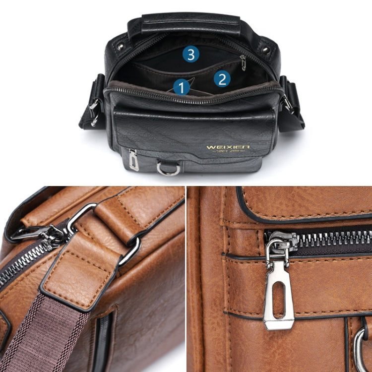 WEIXIER 8642 Men Business Retro PU Leather Handbag Crossbody Bag, 26 x 22 x 8cm