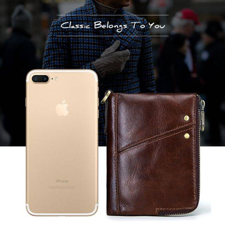 3533 Antimagnetic RFID Top-grain Leather Crazy Horse Texture Men Business Leisure Wallet