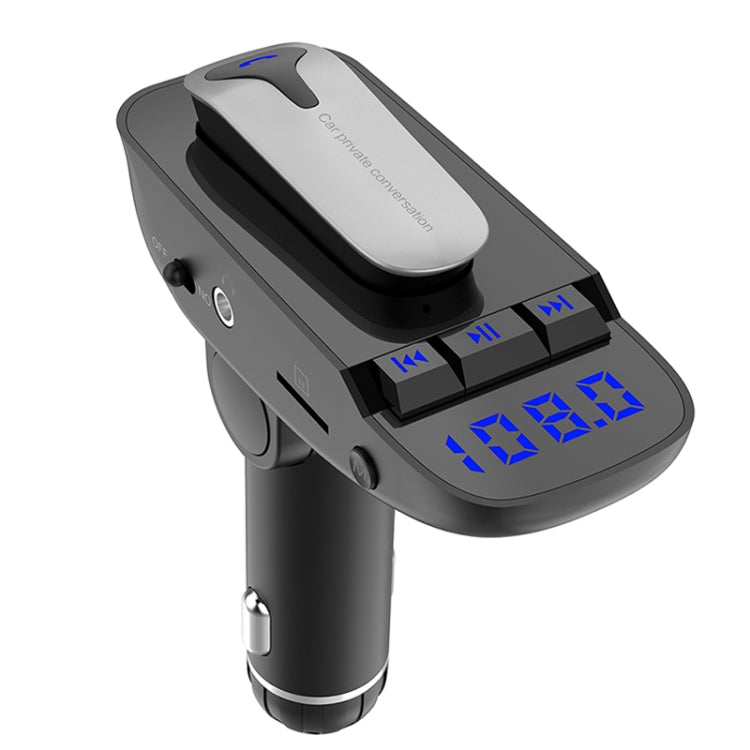 ER9 2 in 1 Hands-Free Calling Car Kit Wireless Bluetooth Headset Dual USB Charger FM Transmitter MP3 Music Player, ER9