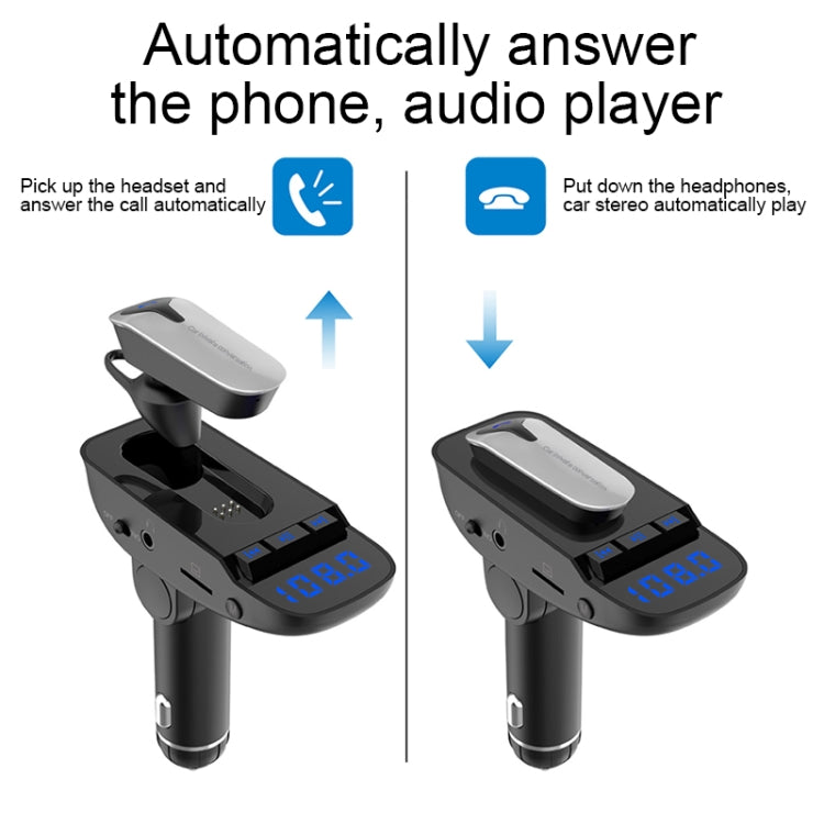 ER9 2 in 1 Hands-Free Calling Car Kit Wireless Bluetooth Headset Dual USB Charger FM Transmitter MP3 Music Player, ER9