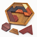 Holzpuzzle für Kinder, sechseckiges geometrisches Formpuzzle, Tangram