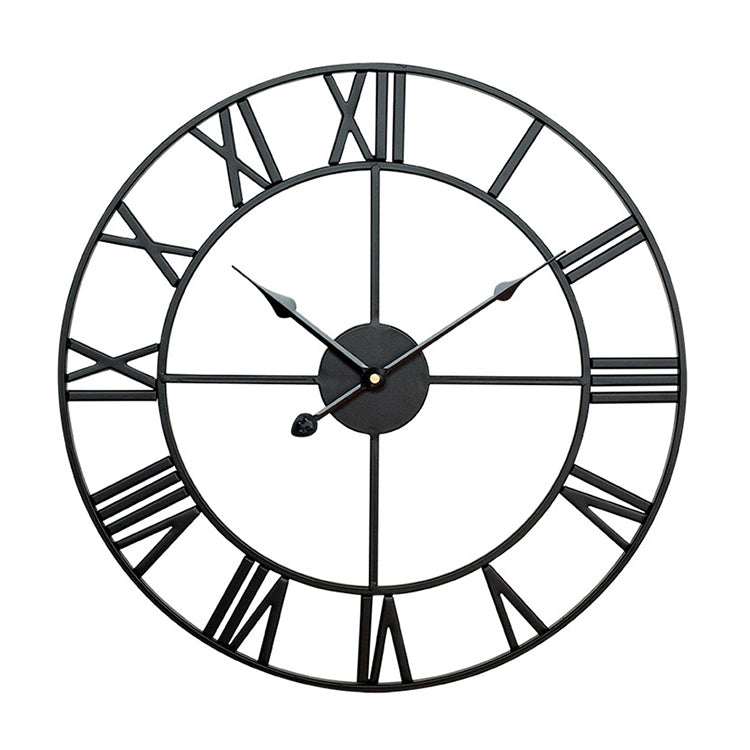 40 cm Retro Wohnzimmer Eisen Runde Römische Ziffern Stumme Dekorative Wanduhr, 40 cm