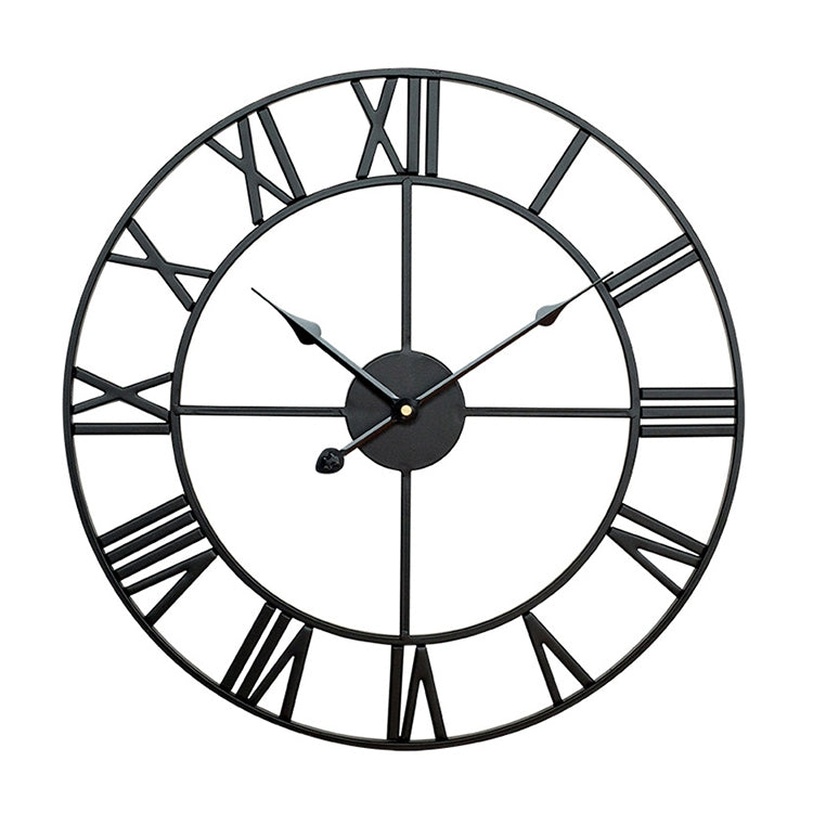40 cm Retro Wohnzimmer Eisen Runde Römische Ziffern Stumme Dekorative Wanduhr, 40 cm