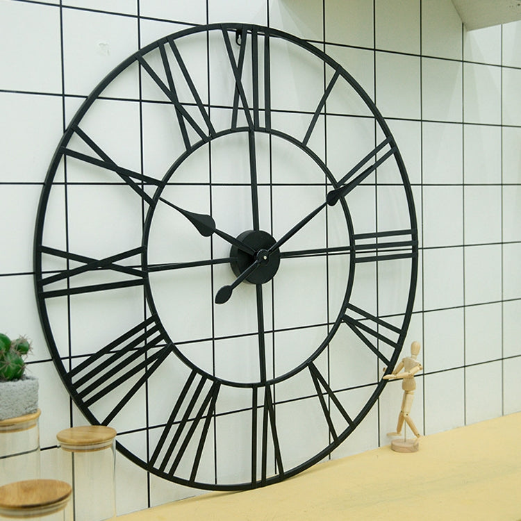 40 cm Retro Wohnzimmer Eisen Runde Römische Ziffern Stumme Dekorative Wanduhr, 40 cm