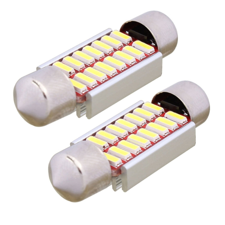 2 PCS Festoon 36mm 2W 160LM White Light 16 LED SMD 4014 Error Free License Plate Lights Car Light Bulb, 36mm