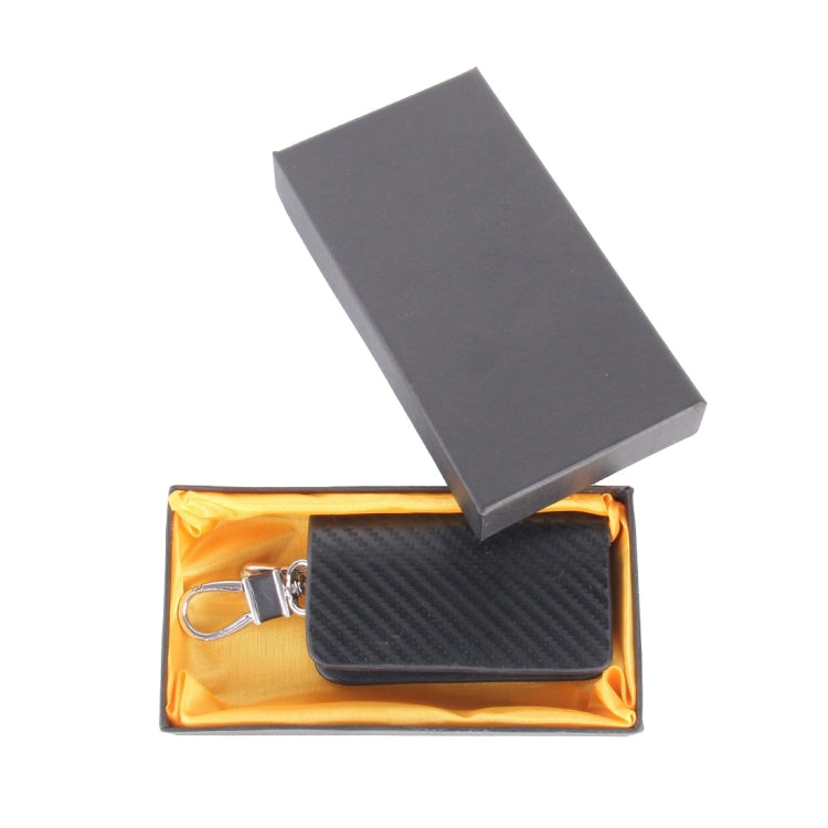 Universal Leather Carbon Fiber Texture Waist Hanging Zipper Wallets Key Holder Bag (No Include Key), Carbon Fiber Texture