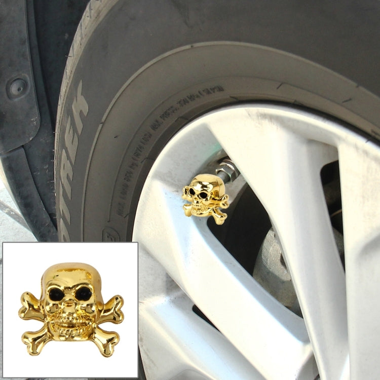 4 PCS Universal Skull Shape Gas Cap Mouthpiece Cover Gas Cap Tire Cap Car Motor Bicycle Tire Valve Caps, Skull Shape