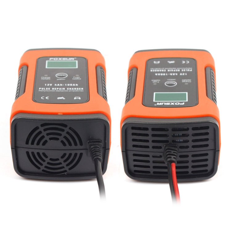 FOXSUR 12V 6A Intelligent Universal Battery Charger for Car Motorcycle, Length: 55cm, US Plug, US Plug, US Plug (Yellow)
