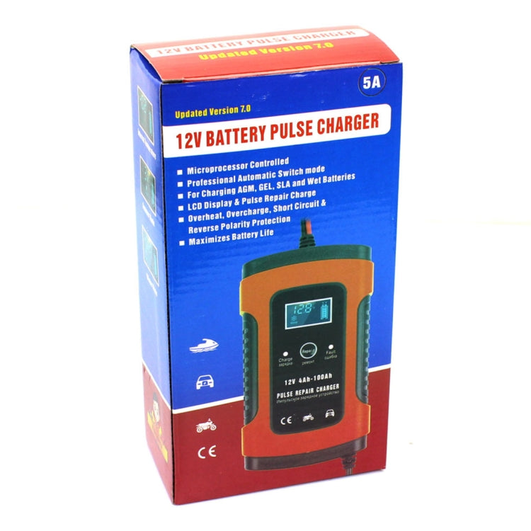 FOXSUR 12V 6A Intelligent Universal Battery Charger for Car Motorcycle, Length: 55cm, US Plug, US Plug, US Plug (Yellow)