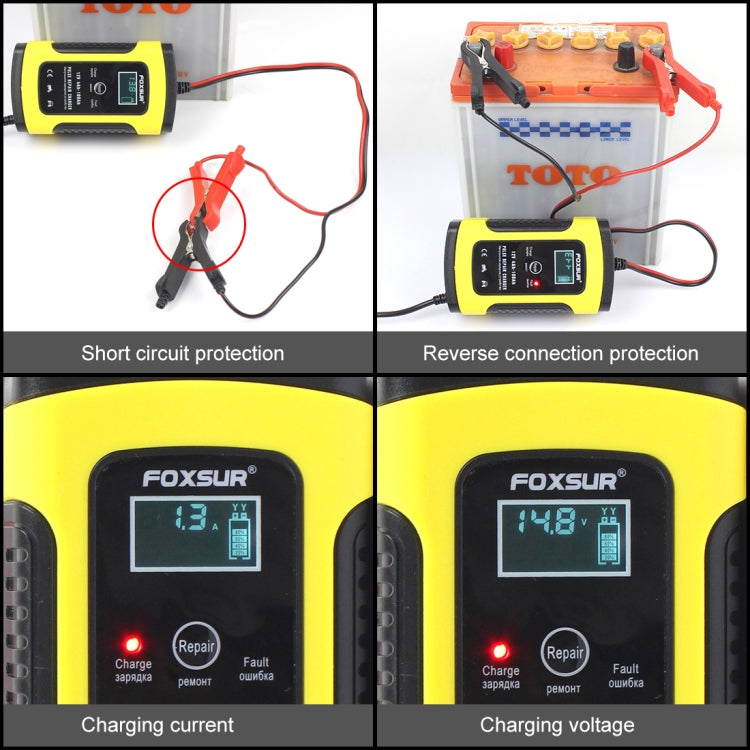 12V 6A Intelligent Universal Battery Charger for Car Motorcycle, Length: 55cm, UK Plug, UK Plug (Red), UK Plug (Yellow)