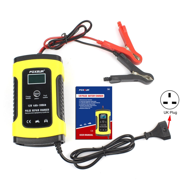 12V 6A Intelligent Universal Battery Charger for Car Motorcycle, Length: 55cm, UK Plug, UK Plug (Red), UK Plug (Yellow)