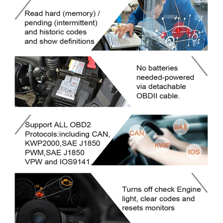 AUTOPHIX OM123 Car Portable OBD2 Scanner Car Diagnostic Tool OBD 2 Automotive Scanner EOBD Code Reader, OM123 (Orange)