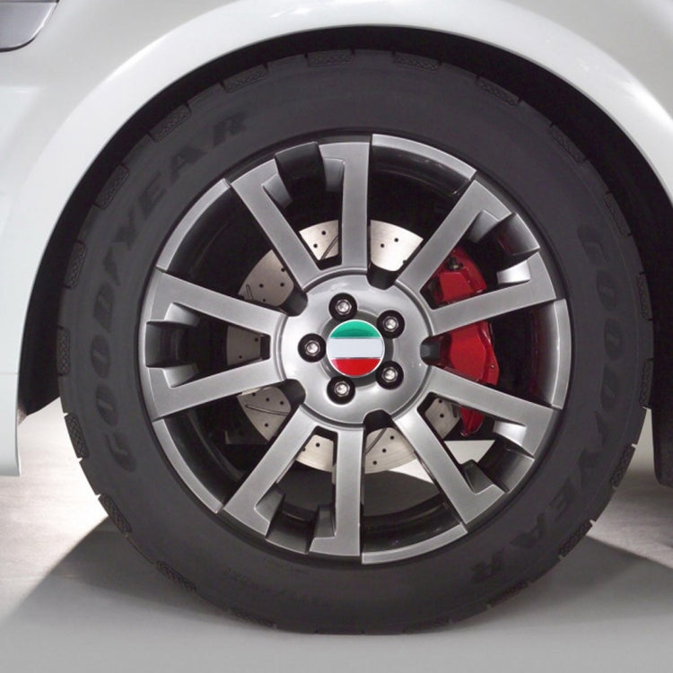 4 PCS Italy Flag Metal Car Sticker Wheel Hub Caps Centre Cover Decoration, Italy Flag