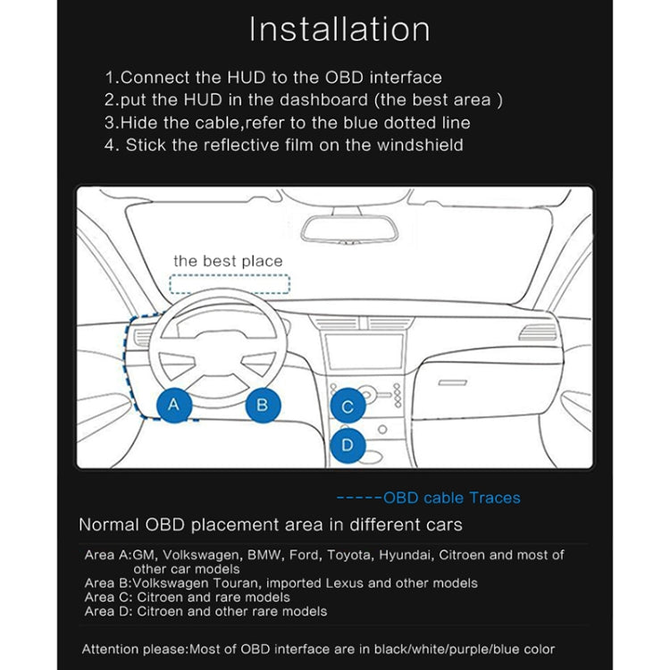 T100 OBD2 4 inch Vehicle-mounted Head Up Display Security System, Support Car Speed / Engine Revolving Speed Display / Instantaneous Fuel Consumption / Detection and Elimination Fault Code, T100