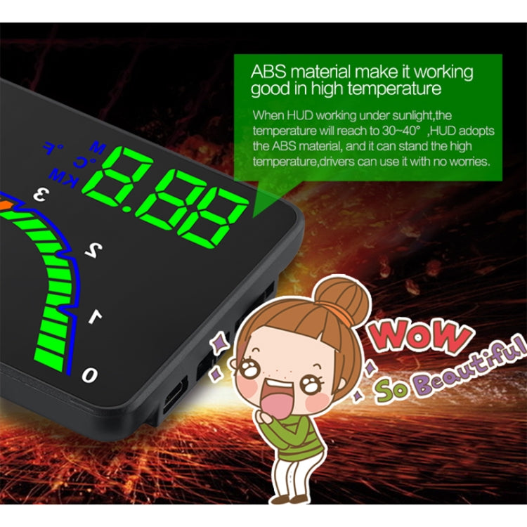 T100 OBD2 4 inch Vehicle-mounted Head Up Display Security System, Support Car Speed / Engine Revolving Speed Display / Instantaneous Fuel Consumption / Detection and Elimination Fault Code, T100