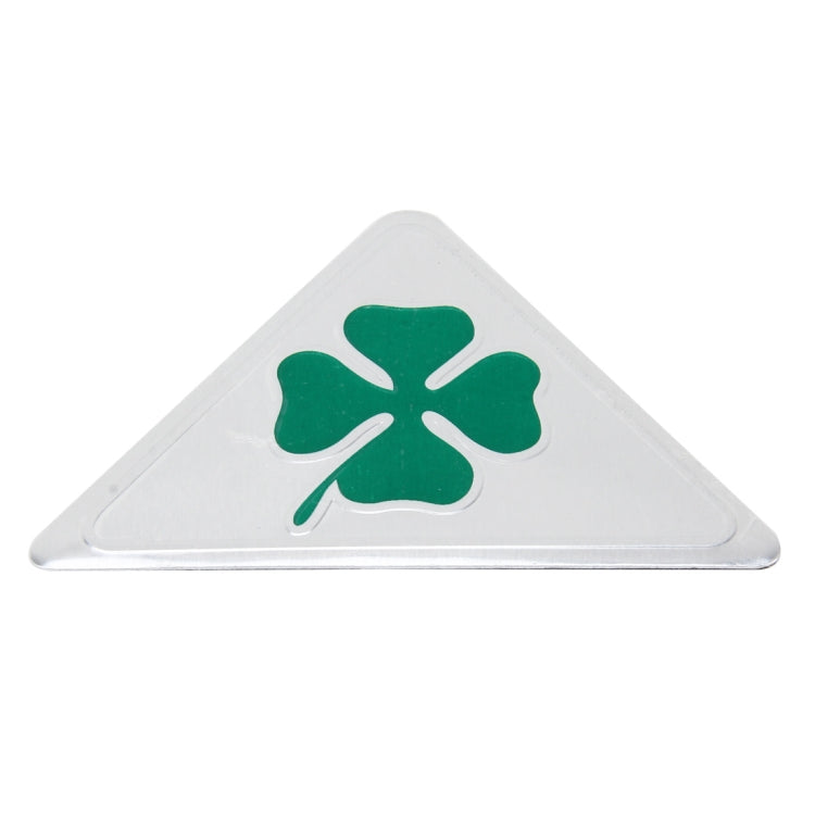 Four Leaf Clover Herb Luck Symbol Aluminum Slim Triangle Badge Emblem Labeling Sticker Styling Car Dashboard  Decoration, Four Leaf Clover 1