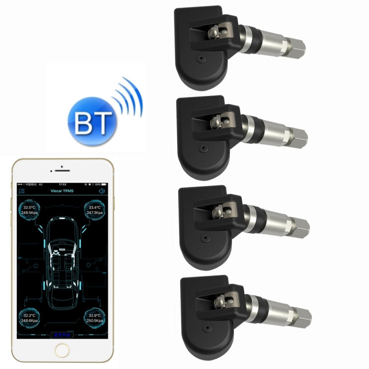 VC601 TPMS Reifenüberwachungssystem mit 4 eingebauten Sensoren, Alarmfunktion und Bluetooth 4.0, kompatibel mit Android / iOS / iPad, VC601
