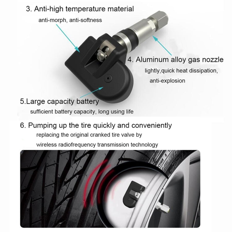 VC601 TPMS Reifenüberwachungssystem mit 4 eingebauten Sensoren, Alarmfunktion und Bluetooth 4.0, kompatibel mit Android / iOS / iPad, VC601