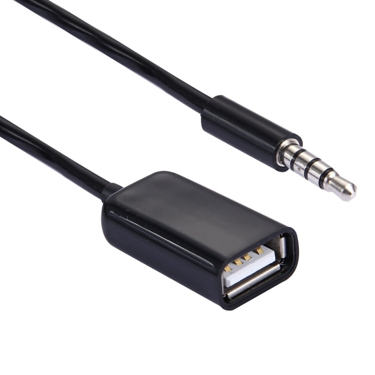 3,5 mm Klinkenstecker auf USB 2.0 Buchse Audio-Konverter, einziehbares Spiralkabel für Auto MP3-Lautsprecher U-Disk, Länge: 1m, 1 Stück