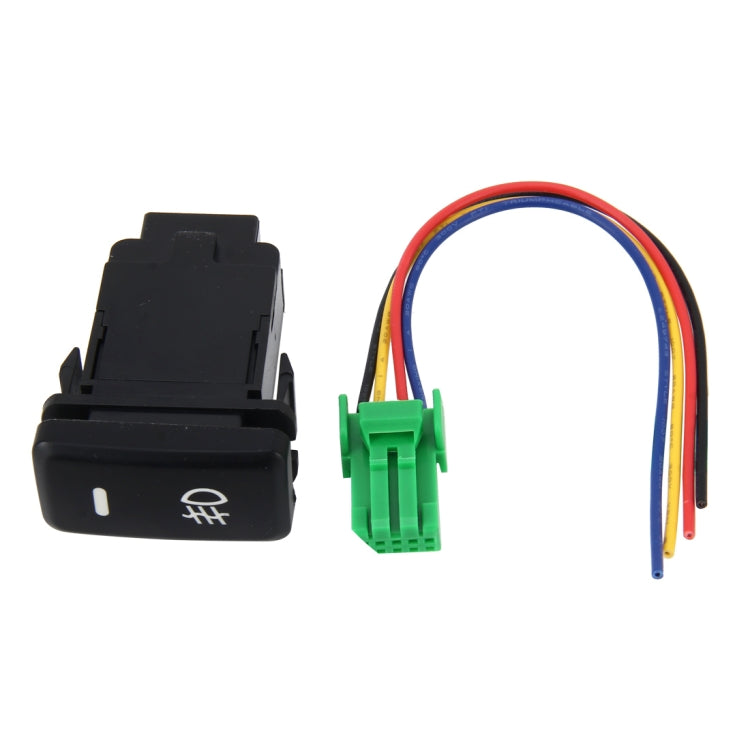 Auto Nebelscheinwerfer Lampe Anzeige 5 PIN Ein- und Ausschalter Steuerung 4 Kabel Auto Nebelscheinwerfer 5 Pin Schalter Ein-Aus-Taste für Toyota, Große Größe: 6*2.8*1.7cm, Mit Kabel