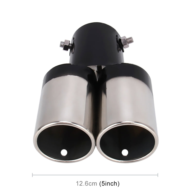 Universal Car Styling Stainless Steel Straight Double Outlets Exhaust Tail Muffler Tip Pipe, Straight Double